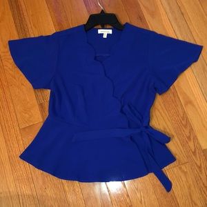 Electric Blue Short Sleeve Blouse